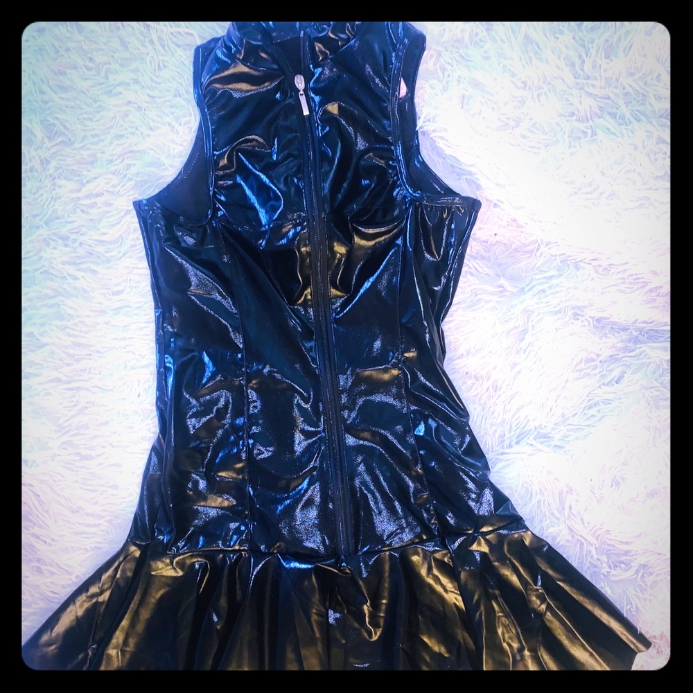 Gloss black mini dress